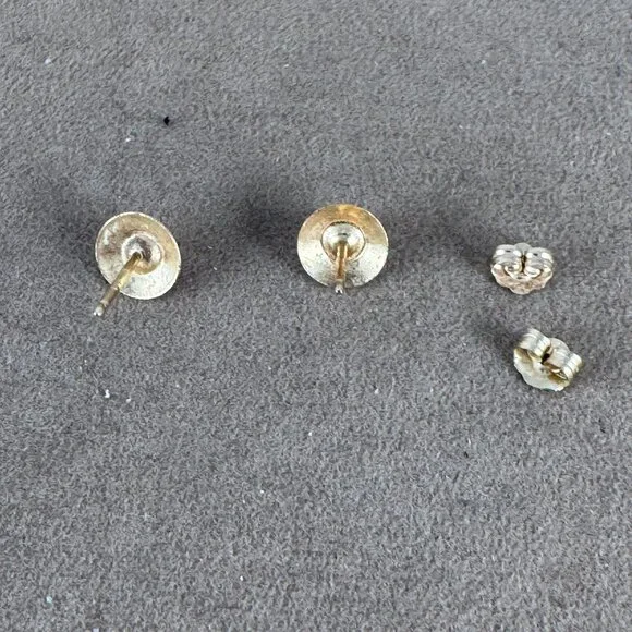 Vintage 1980's 14K Gold Pearl Disc Studs. 3MM Pearls NOS